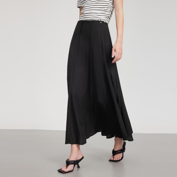 ELLE High Waist Chic Slimming Casual Long Skirt Women skirts Black ER51156
