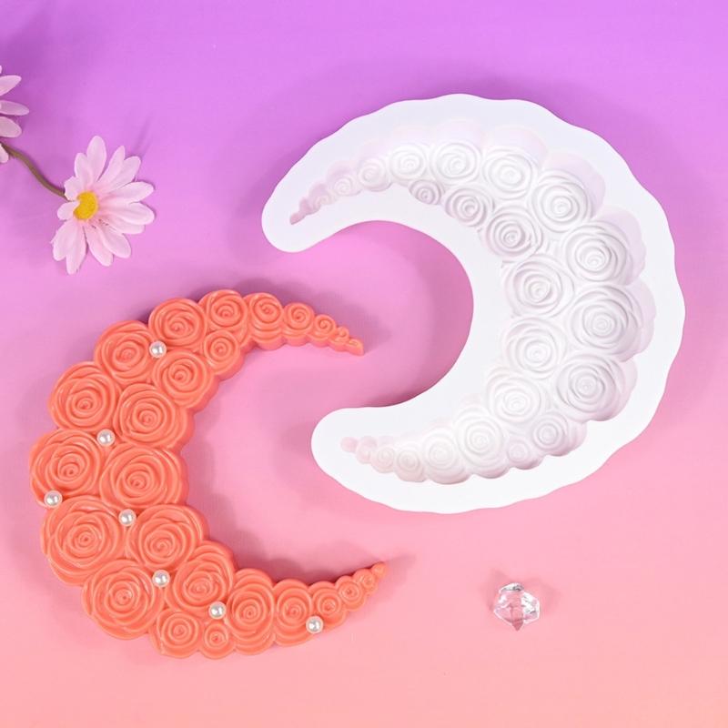 Moon Rose Silicone Molds For Mousse Cake Chocolate Candle Soap Crafting Food Safe Baking Tool Kitchen Accessory