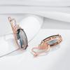 Grey Big Oval Drop Dangle Earrings For Women  Rose Gold Color With Natural Zircon High Quality Daily Fine Jewelry