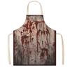 Funny Prank Gift Halloween Butcher Apron with Realistic Blood Stain, Washable Protective Work Apron, Spooky Kitchen Decor Horror Costume Prop
