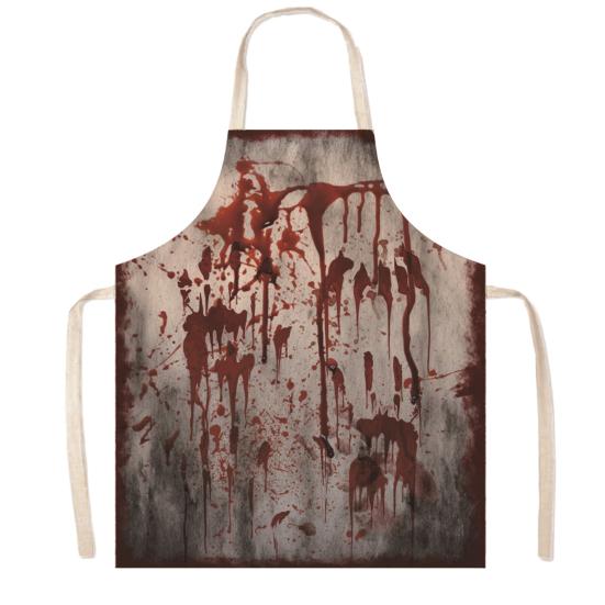Funny Prank Gift Halloween Butcher Apron with Realistic Blood Stain, Washable Protective Work Apron, Spooky Kitchen Decor Horror Costume Prop
