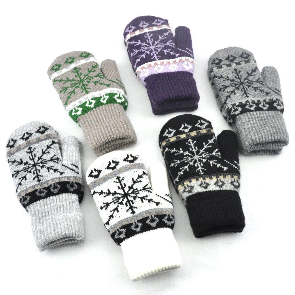 New Winter Thickened Plush Warm Snowflakes Finger Gloves For Men Women Knitted Mittens Outdoor Cycling Skiing Knitting Gloves