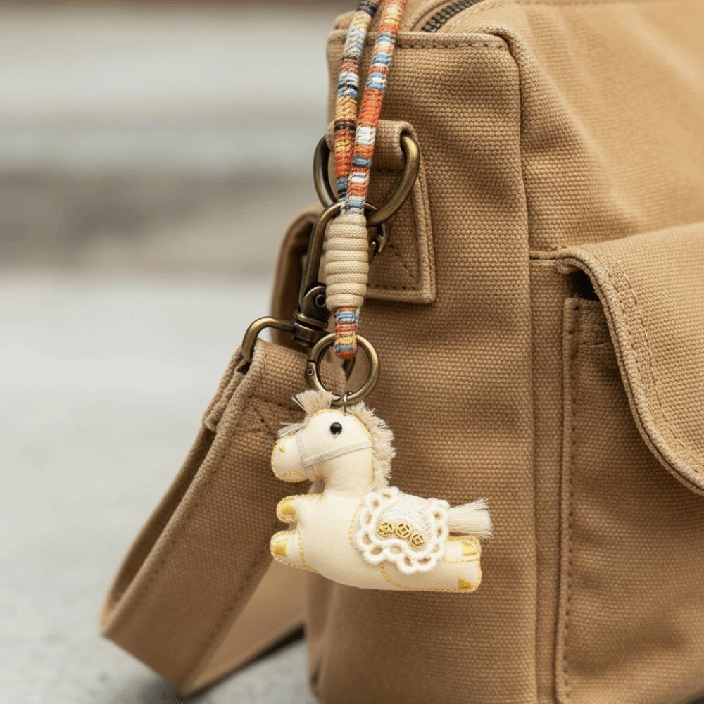 Chinese Style Pony Keychain Cartoon Stuffed Animal Keyring Kawaii Pony Pendant  Car Decoration
