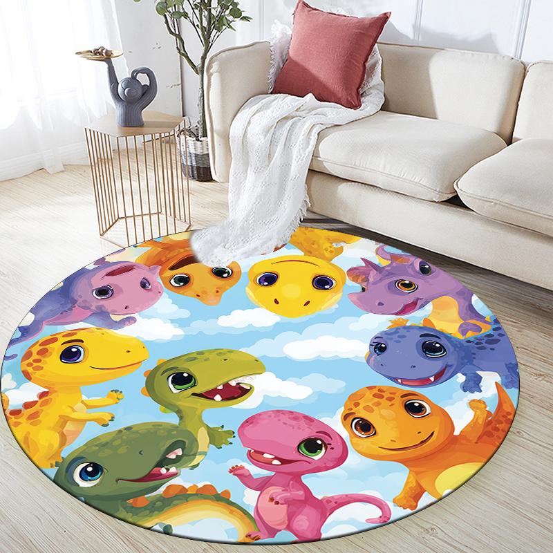 Cartoon Dinosaur pattern round rug,Carpet Rug for Living Room Bedroom Sofa Playroom Decor,Non-slip Floor Mat,Holiday Gifts and Birthday Gifts