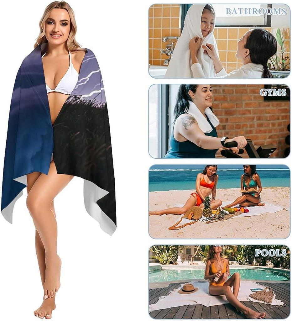 Witch and Lightning Beach Towel for family friends Gifts Towel Quick-Dry Towel For Bath Yoga Tourism Beach GYM Camping Swimming