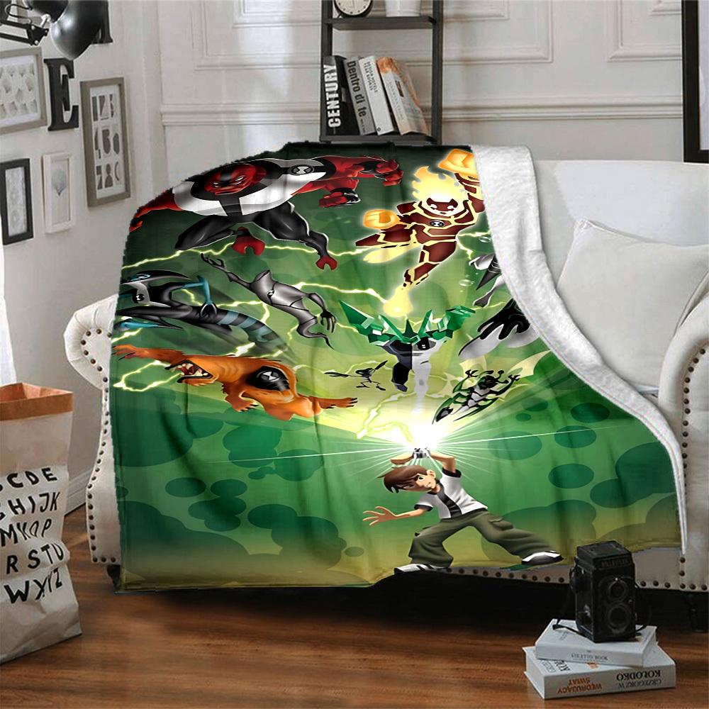 1 szt. Ben 10, Alien Force Koc Lekki Flanelowy Kocyk Na Kanapę, Łóżko, Podróż, Kemping, Salon, Biuro, Kanapę, Krzesło I Łóżko