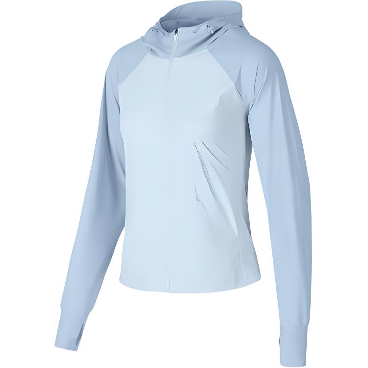 Skechers Letter Print Hooded Quick-Dry Zipper Comfortable Casual Sports Long Sleeve Sun Protection Jacket Women jackets Blue P224W168-03VQ