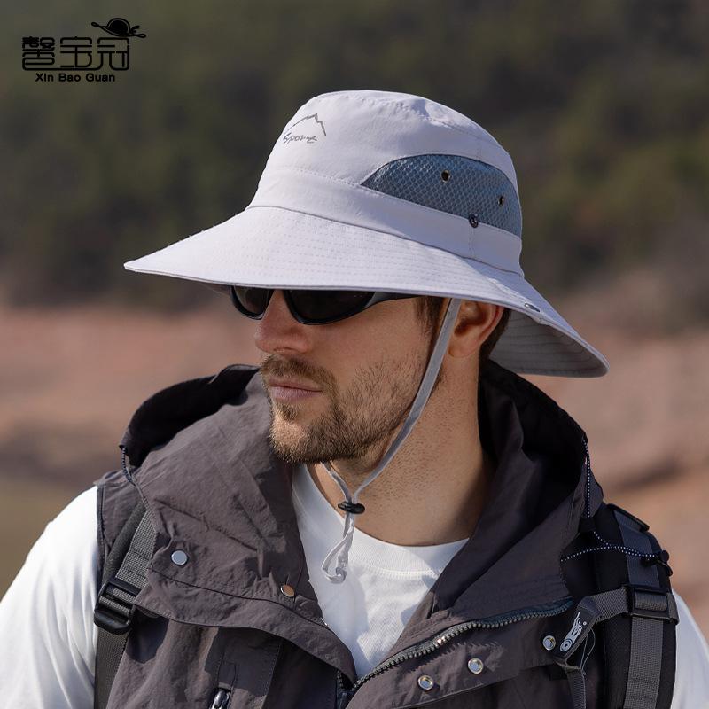 Summer Sun Hat Men's Outdoor Mountaineering Fishing Quick-drying Sun Protection Hat Breathable Big Eaves Bucket Hat