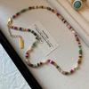 Natural Stone Freshwater Pearl Necklaces For Women Fashion Sexy Green Water Droplet Pendant Collarbone Chain Jewelry Gifts