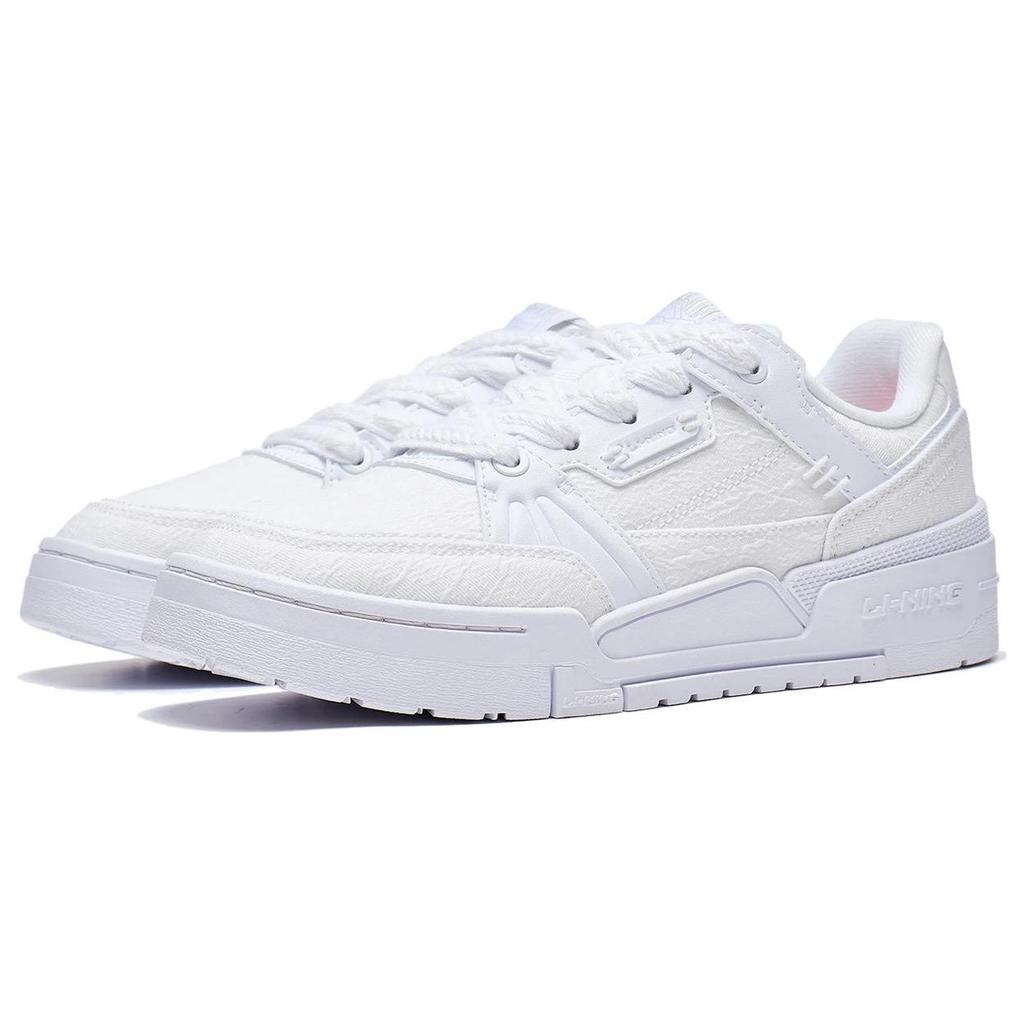 Li Ning Campaign 1.5 Synthetic Leather Slip Resistant Abrasion Resistant Low Top Skateboard Shoes Women's White AGCT266-4