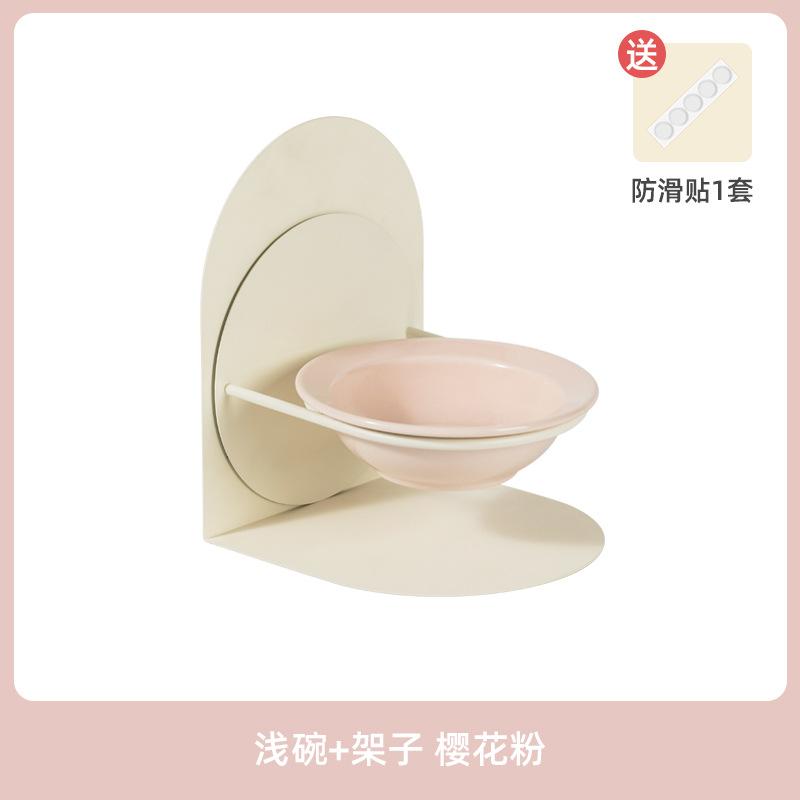Elevated Tilted Cat Bowl for Indoor Cats Raised Ceramic Cat Food Bowl with Metal Stand Non-Slip Non-Spill Pet Food Bowl for Cat