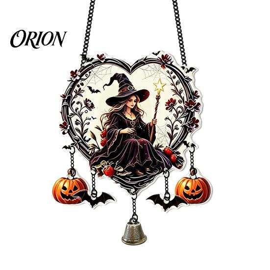 Heart Wreath Ornaments Halloween Acrylic Love Ornament, Cartoon Owl Ghost Witch Hanging Decorations Skeleton Decor, Festive Party Decoration