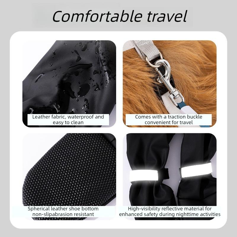 Large Size Dog Boots with Suspenders Waterproof Anti-Slip Adjustable Dog Booties for Small Medium Dogs Outdoor Walking Hiking