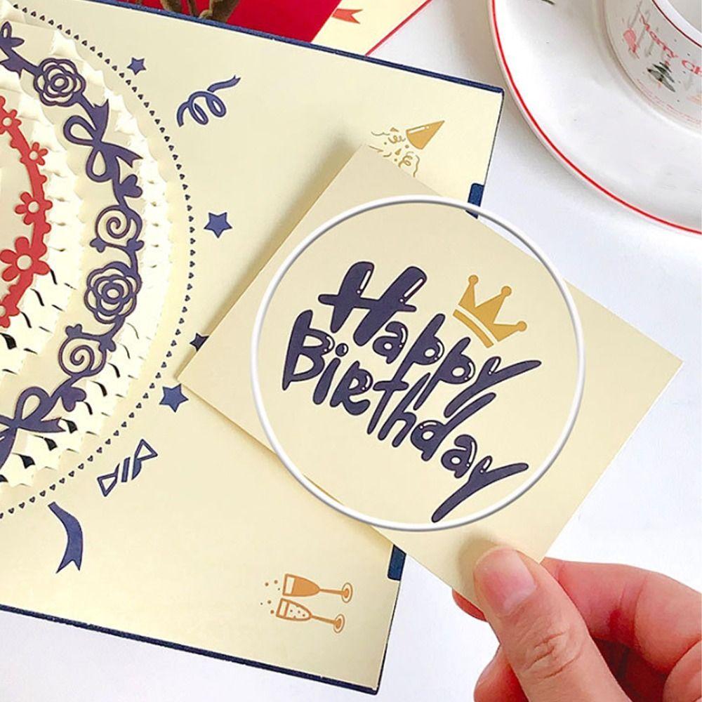 Folding 3D Happy Birthday Card with Envelope Postcard Birthday Cake Card Surprise Paper Pop-Up Greeting Card Birthday Party