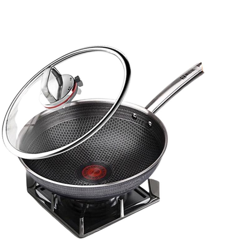 Kangbax 6th Gen 32cm Stainless Steel Double Honeycomb Non-stick Wok