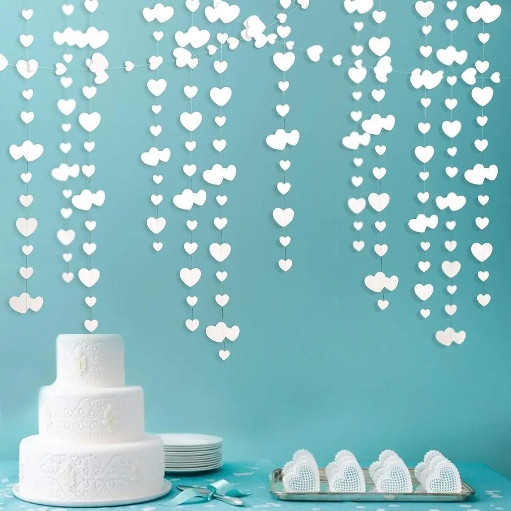 4m Hanging Love Streamer Romantic Paper Heart Shape String Glitter Easy To Install Valentines Day Decoration Garland