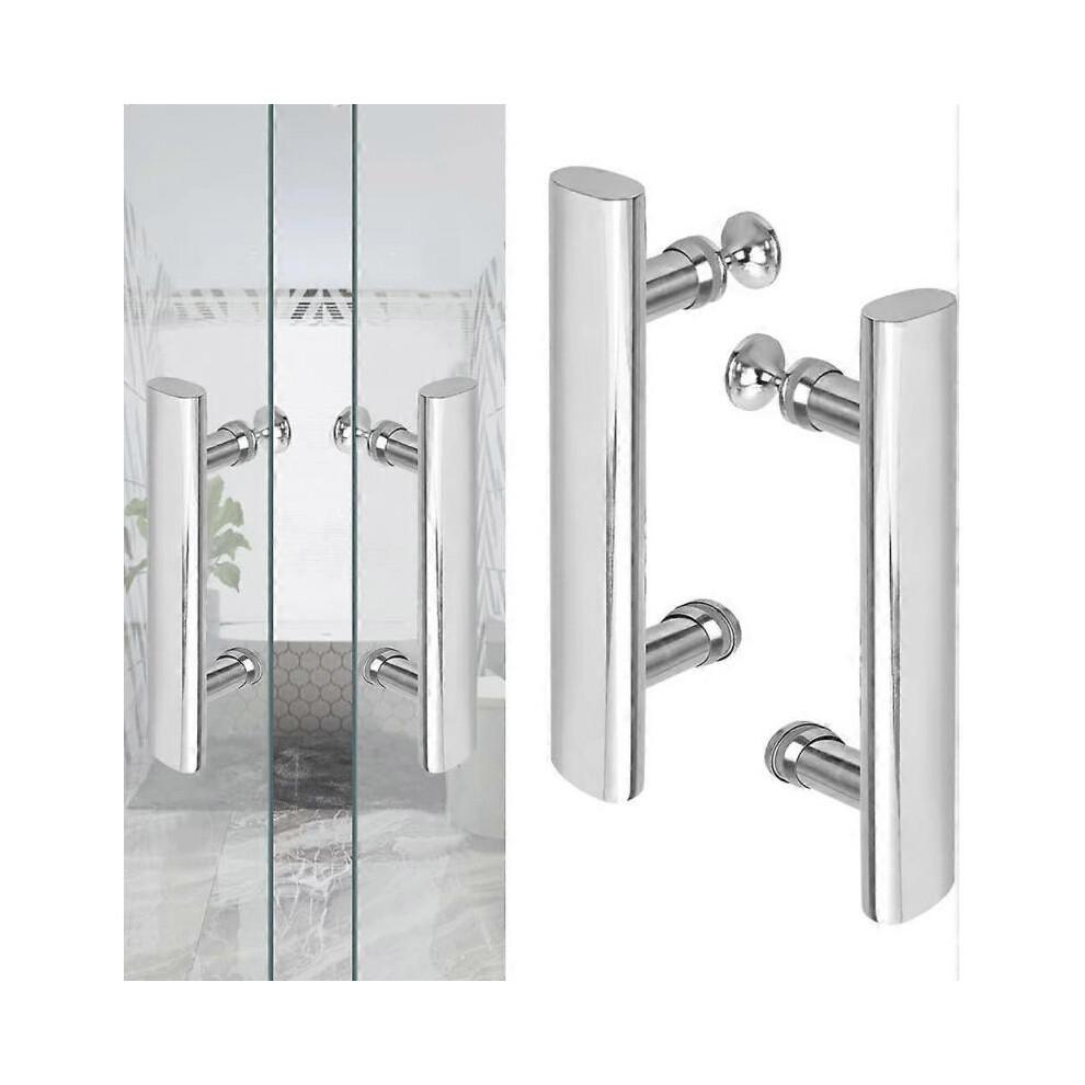 2 PCS Shower Door Handle Stainless Steel 145mm Hole to Hole Center Shower Handle Replacement Bathroom Glass Door Handle