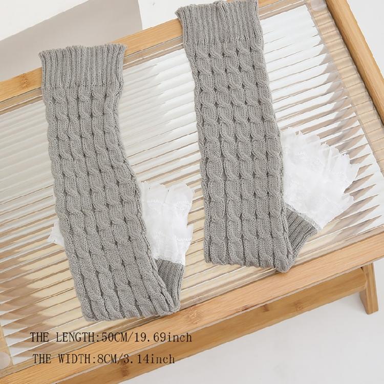Aesthetic Fashion Cable Knit Stretch Leg Warmer Fairycore Boot Covers Sweet Tiered Ruffled Lace Trim Leg Sleeve Socks
