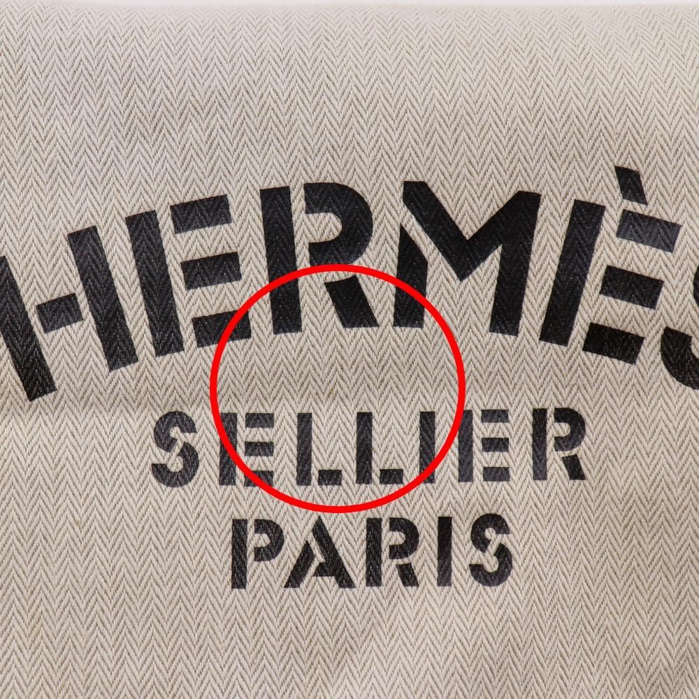 Hermes Alain GM Shoulder Bag Beige Canvas Unisex Used