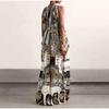 Women Summer O Neck Patchwork Party Dress Sleeveless Printing Fashion Maxi Dress 2026 Lace-Up Loose Ladies Dress