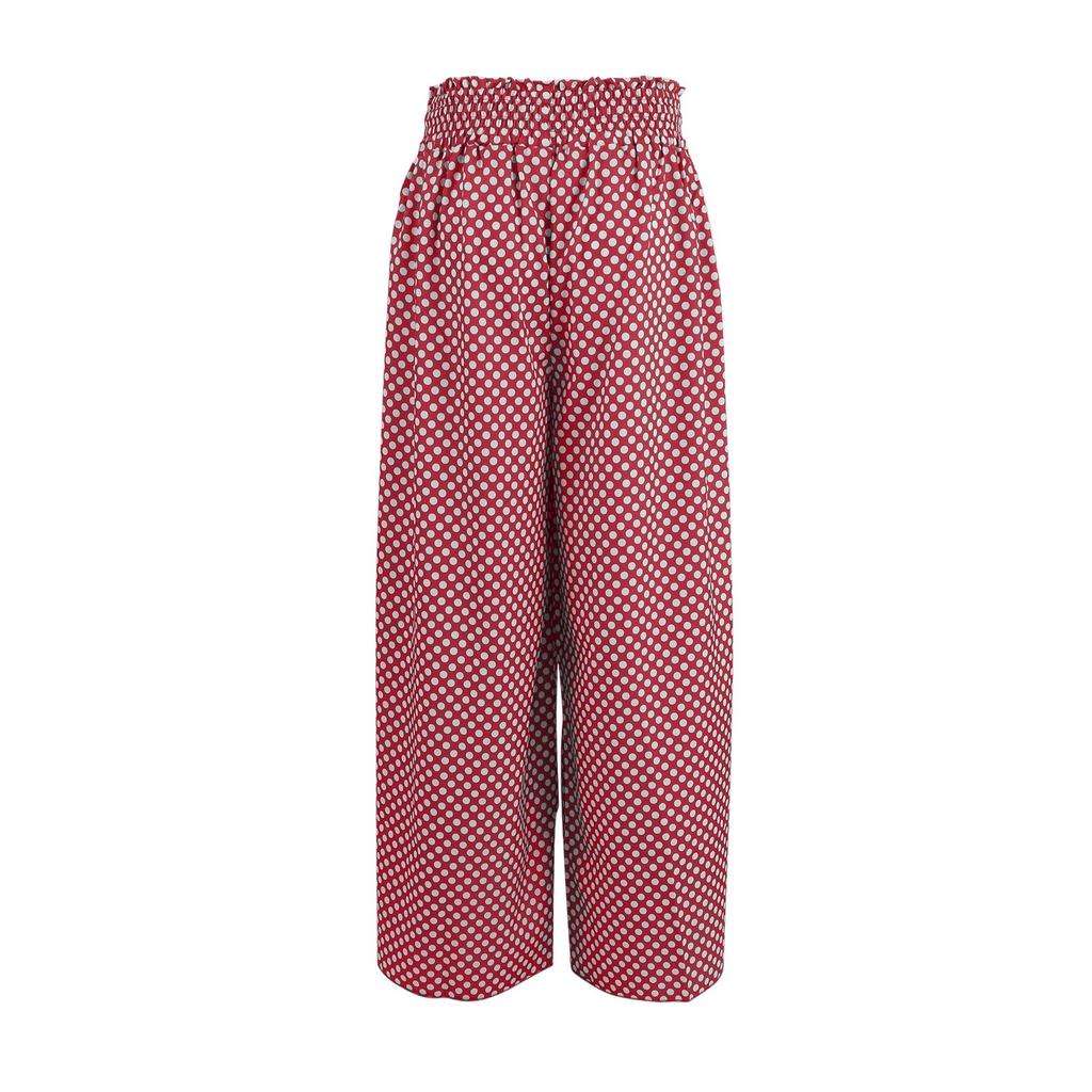 Damen Modische Kordelzug High Waist Gepunktet Bedruckte Lange Csual Hose