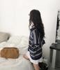 Korean Chic Striped Polo Collar Sweater - Loose Knitwear