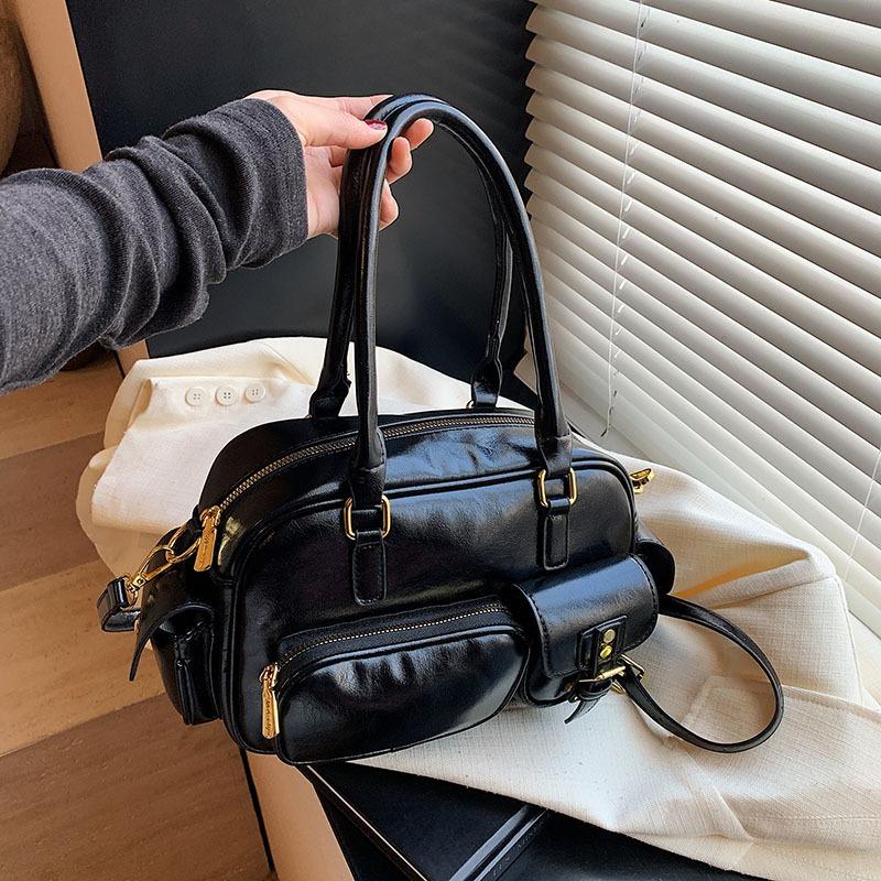 High-end simple small bag women's spring new splicing messenger bag fashionable versatile portable tote bag