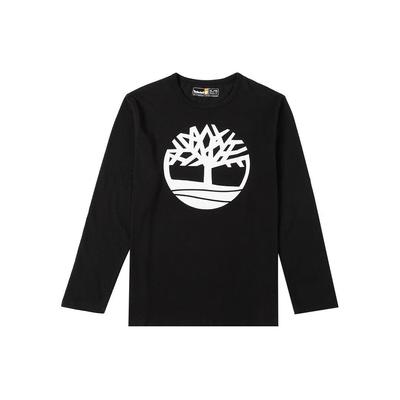 Baum Logo Print American Vintage Outdoor Sport Lässig Bequem Atmungsaktiv Locker Rundhals Langarm T-Shirt Herren Tops Schwarz A2Q9U-001