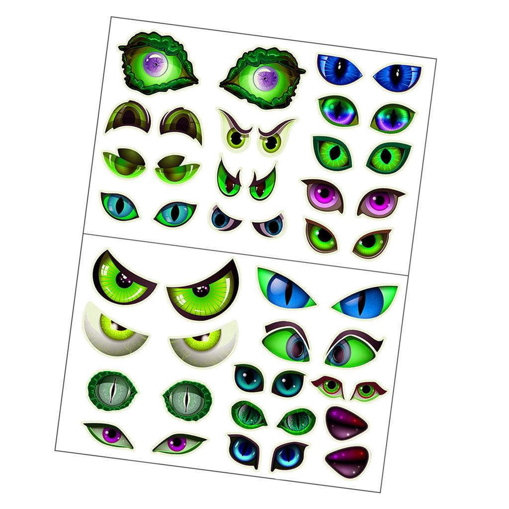 Glow In The Dark Halloween Peeking Eyes Self Adhesive Wall Stickers For Spooky Party Decorations PVC Material