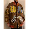 American Baseball Jacket Heavyweight Embroidered Wool Blend Loose Fit Men Women Couple Style Winter