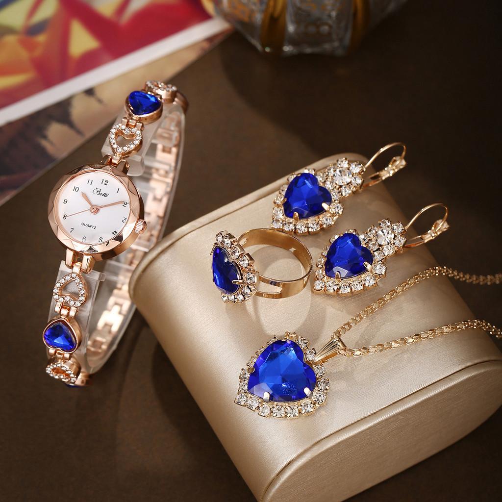 Minimalist Womens Quartz Watch With Heart Pendant Jewelry Set For Casual Wear