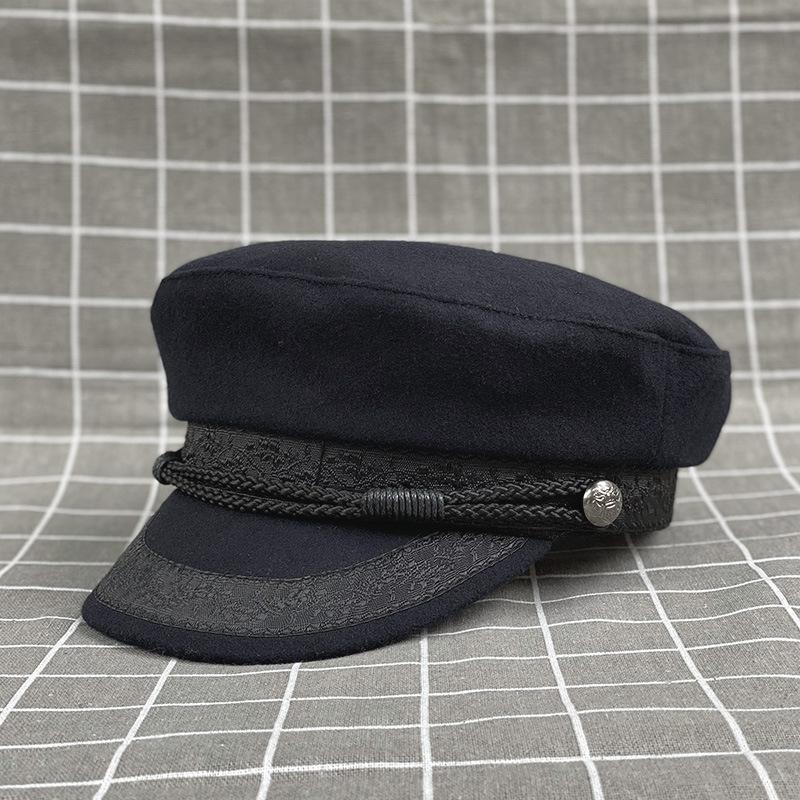 Adjustable Large Head Circumference Hat Men'S Woolen Hat Retro British Beret Women'S Flat Top Hat Large Size