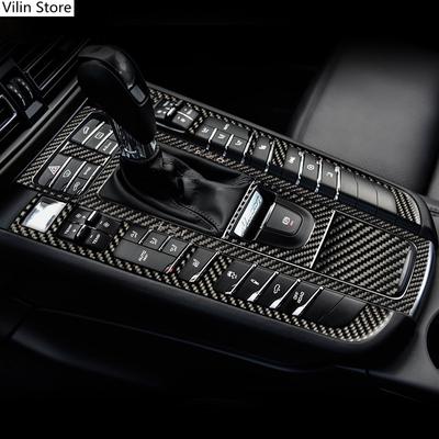 Auto Innen Dekoration Moulding Carbon Faser Zentralen Getriebe Panel Control Panel Aufkleber Aufkleber Zubehor for Porsche