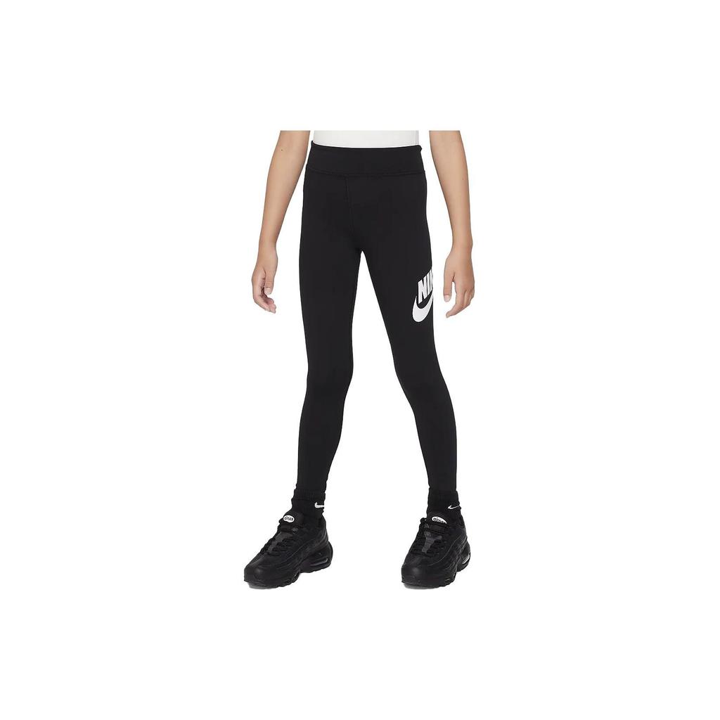 Nike Kids Sportswear Essential Side Letter Logo Design Mid-Rise Slim Fit Casual Pants Kids Bottoms Black FJ6168-010