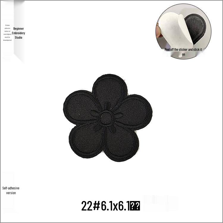 Self-Adhesive Black Letter Embroidery Patch for Clothing
