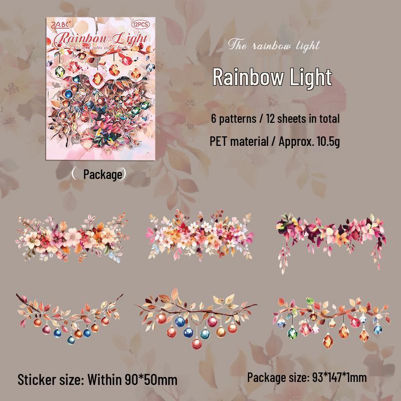 ZABC Crystal Oil Shell & Sea Star Radiance Sticker Pack - 12 Colorful Light Theme Sheets.