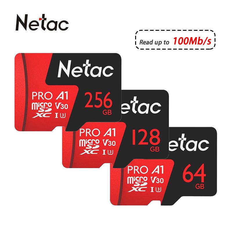 Netac Karta Pamięci Micro SD 128GB 32GB 64GB 256GB Karta TF 512GB Wysoka Prędkość Do 100MB/s A1 U3 V30 C10 Karta SDXC do Aparatu, dronów, konsoli do gier, GoPro