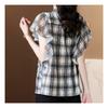 Navava Vintage Frill Check Cap Sleeve Blouse Nb2127