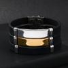 Men's Black Stainless Steel & Silicone Engraved Bracelet 