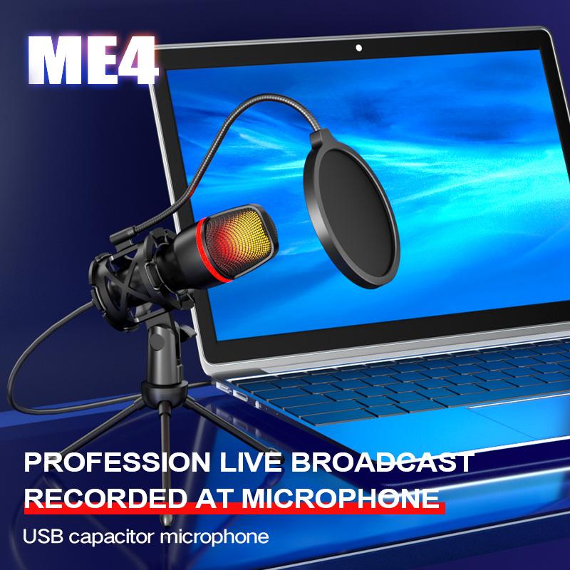 Professional Condenser Microphone For Computer PC Laptop USB Wired Gaming Acssories Kit Sound Live Streaming Podcast Gamer RGB