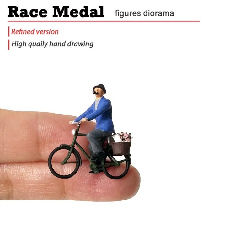 Handgefertigtes 1/64 Radfahrer-Figurenset Mit Realistischen Posen Detailliertes Miniatur-Radfahrer-Ornament Für DIY-Szenenbau
