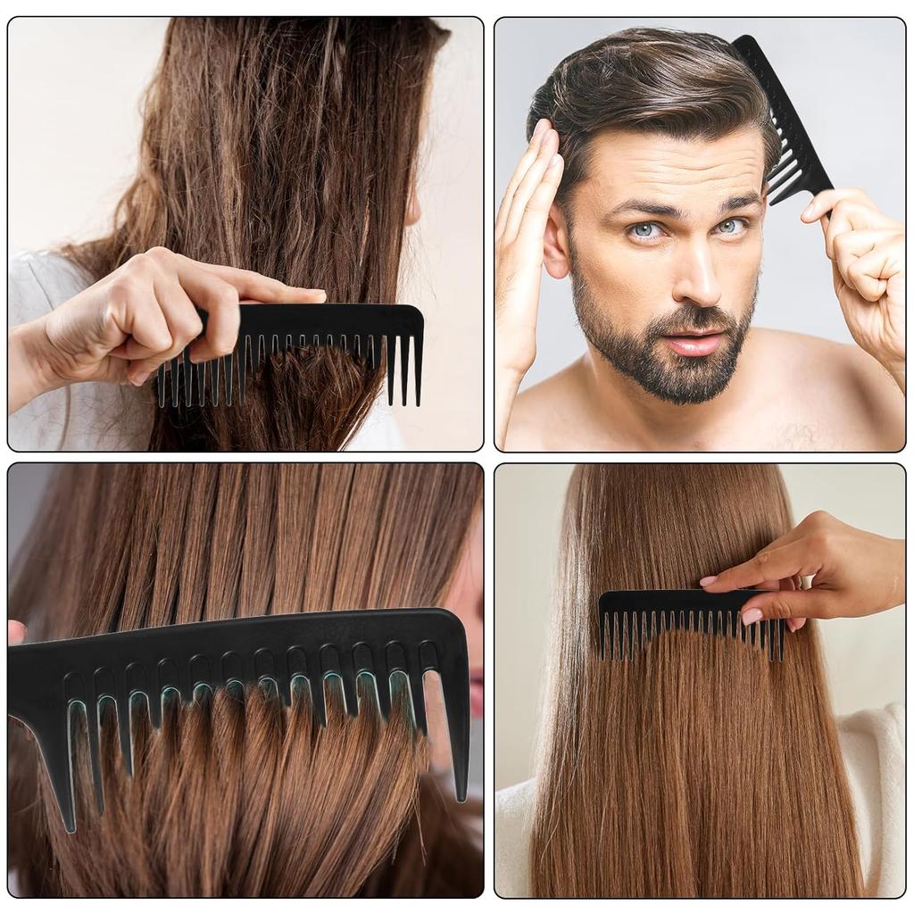 2 Pcs Wide Tooth Hair Detangling Comb, Large Wide Tooth Comb for Curly Hair, Styling Combs for Wet Dry Hairs, Black Care Hairs Combs for Women