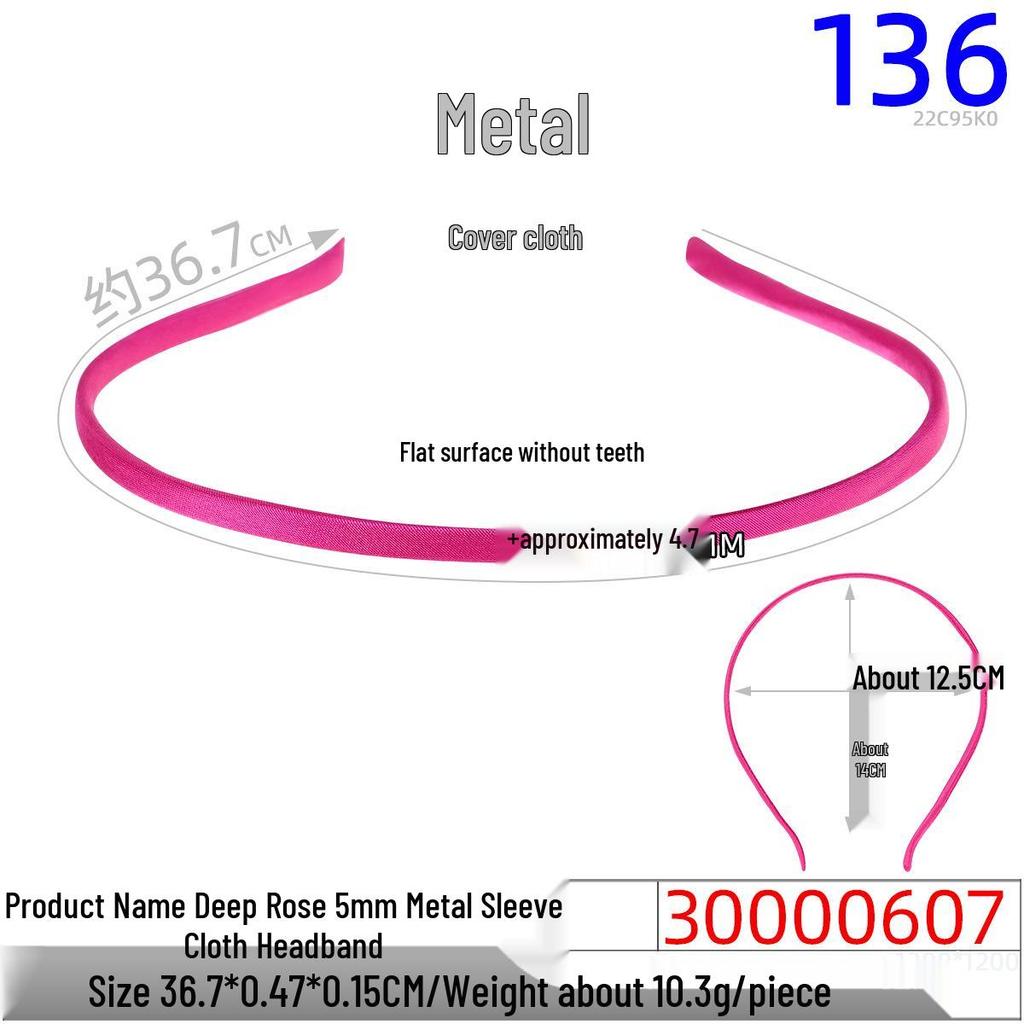 Children's 5mm Rainbow Fabric-Covered Metal Headband for DIY Jewelry