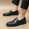 Plus Size Black White Color Block Leather Men's Shoes Trendy Korean Style Business Casual Shoes Comfortable Polyamide Sole