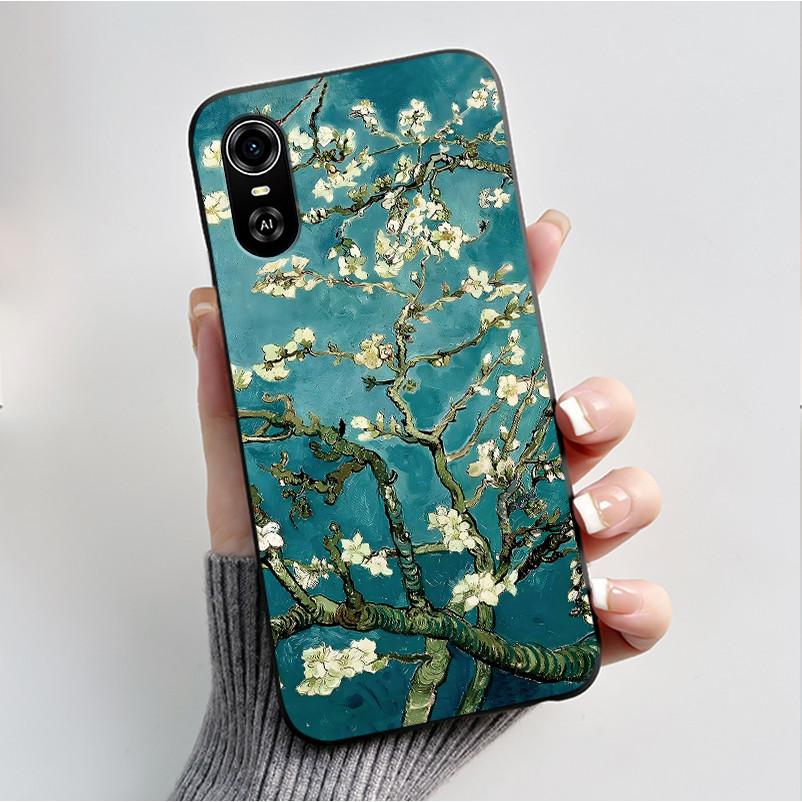 For ZTE Blade A33S Phone Cases Soft Silicone Back Cover For ZTE Blade A 33 S Case Fashion Flower Black TPU Shell Coque A33S Capa