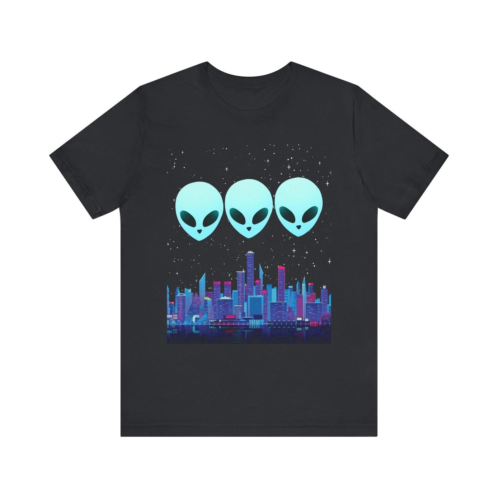 

Neon Alien Face Tee | Cyber City Skyline Unisex Shirt S
