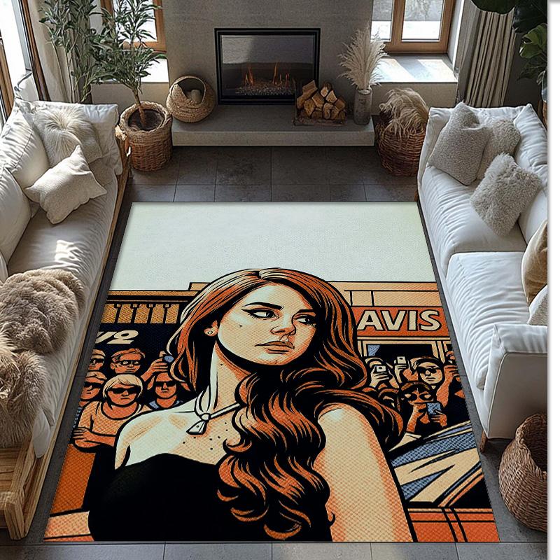 Soft Crystal Velvet Floor Rug,Lana Del Rey Anti Slip Decorative Carpet, Plush Area Mat For Indoor Home Decoration