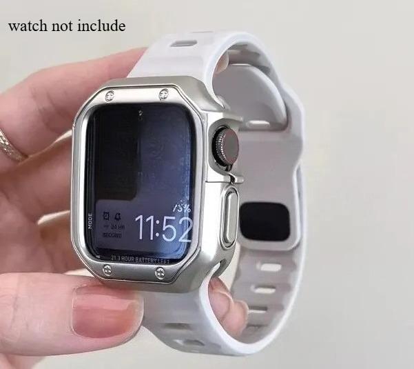 TPU Plating Case+Silicone Strap For Apple Watch Ultra 2 1 49mm Series 10 46 42mm 9 8 7 6 5 4 3 2 1 Hollow Out Protective Accesso