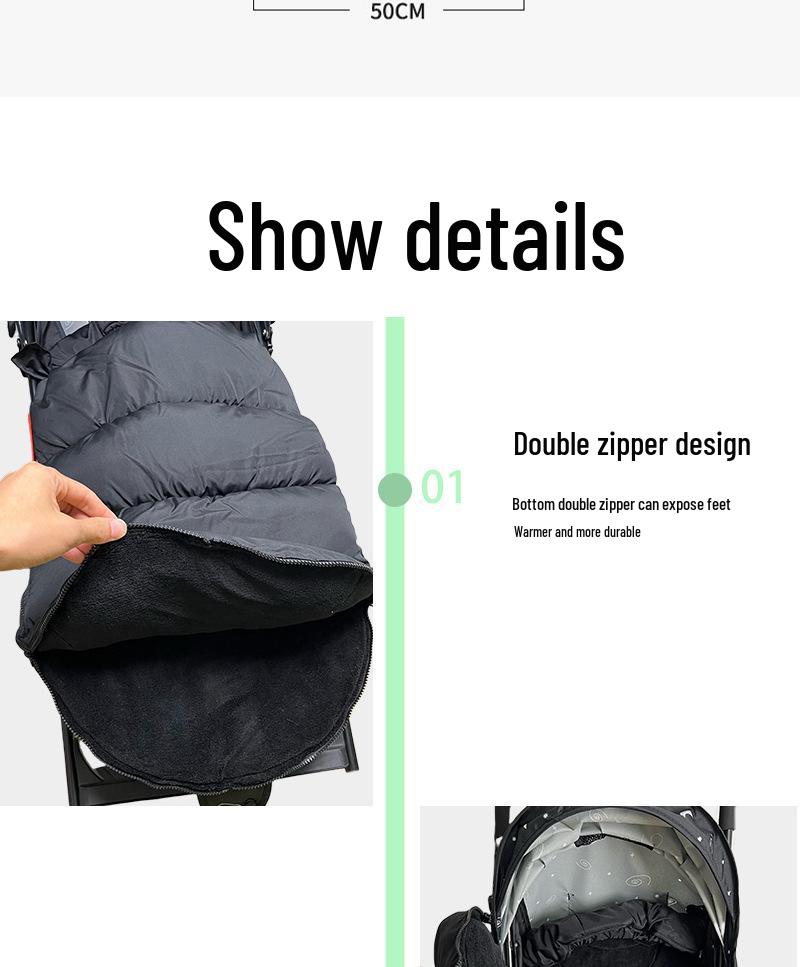 Warm Waterproof Baby Sleeping Bag for Stroller - Winter Footmuff, Thickened, Kick-Proof, Windproof, Cold-Resistant for Outdoor Use