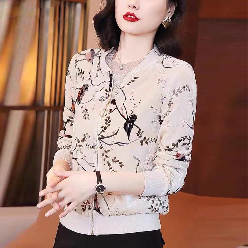 Women's Casual Gold Velvet Baseball Jacket - Korean Style, Slimming, Plus Size, Versatile for Spring & Autumn.